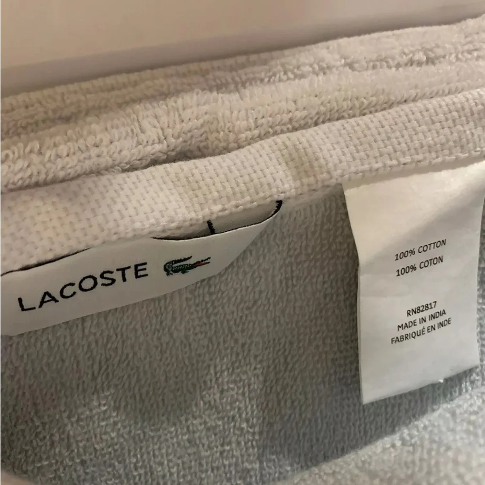 Lacoste gray white 52” X 30”‎ Bath Towel